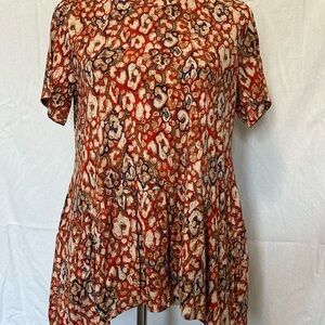 LOGO by Lori Goldstein Animal Print Rayon 230 Patterned Top